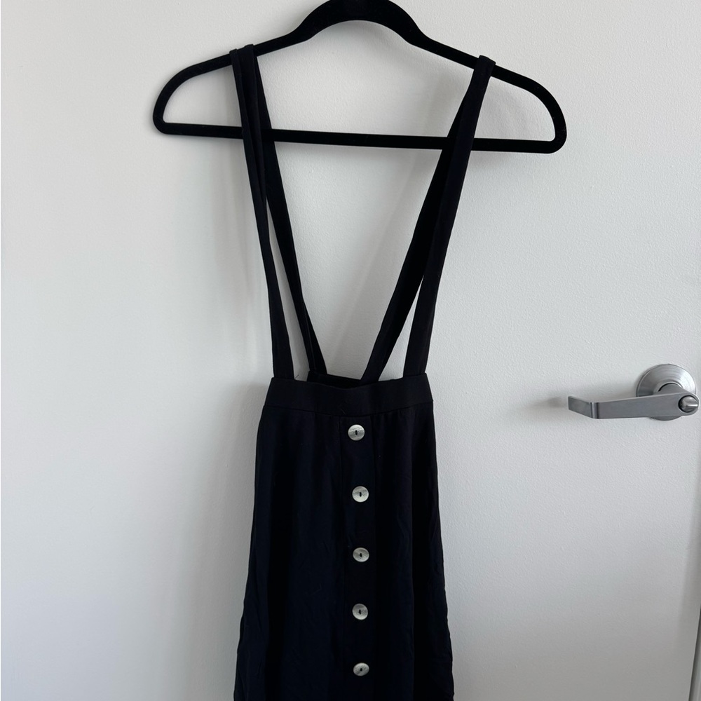 Black Button Dress with Suspenders